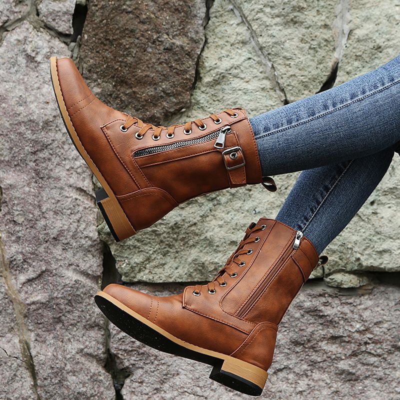 Botas ortopédicas de cuero con cremallera lateral