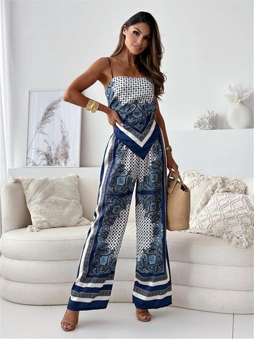 Alana Conjunto Estampado De Pierna Ancha