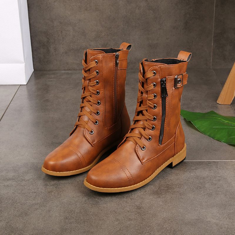 Botas ortopédicas de cuero con cremallera lateral