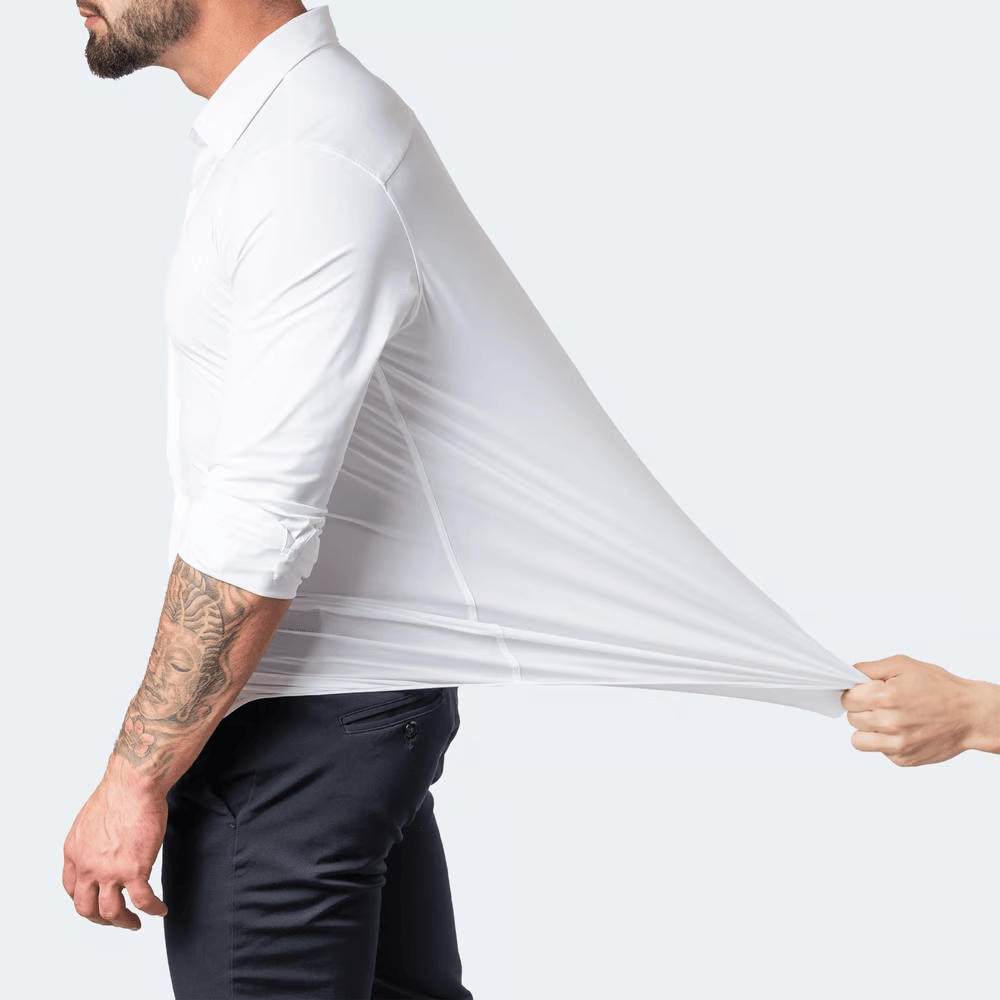 Camisa elástica antiarrugas que no necesita planchado