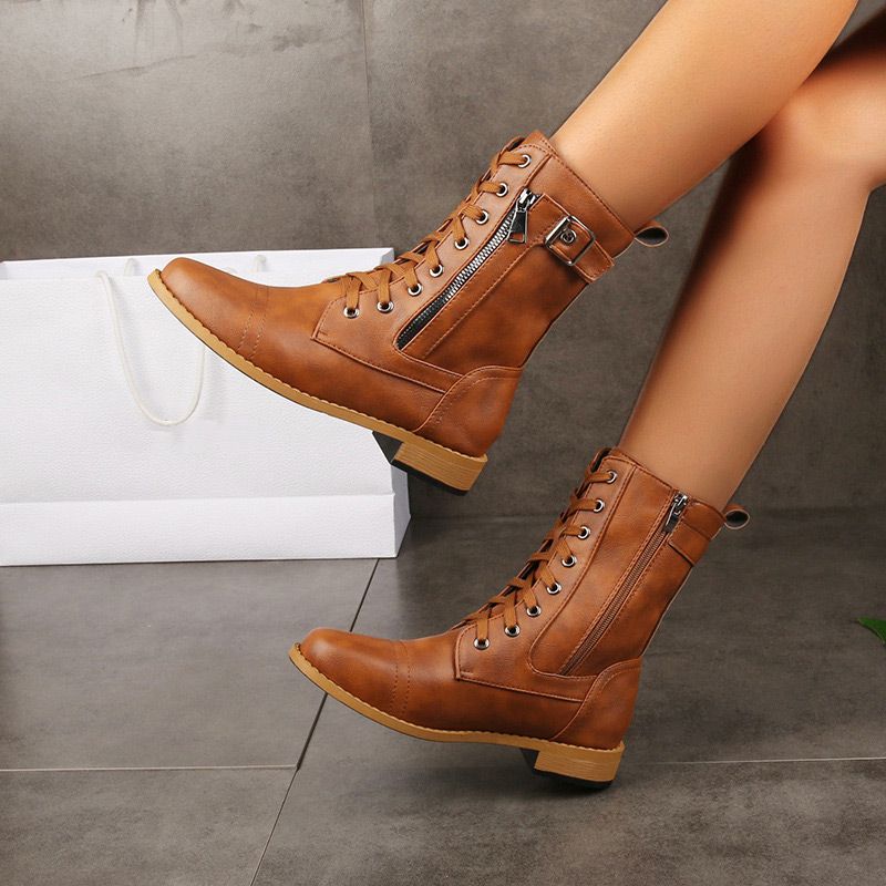 Botas ortopédicas de cuero con cremallera lateral