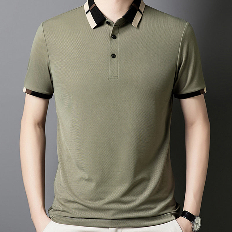 Polo de manga corta y tejido elástico de seda