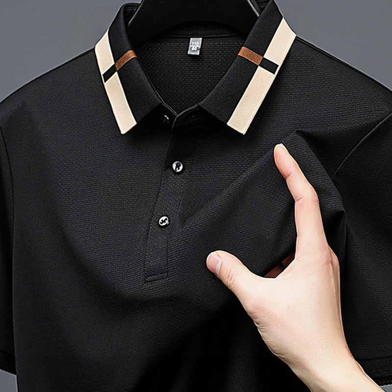 Polo de manga corta y tejido elástico de seda