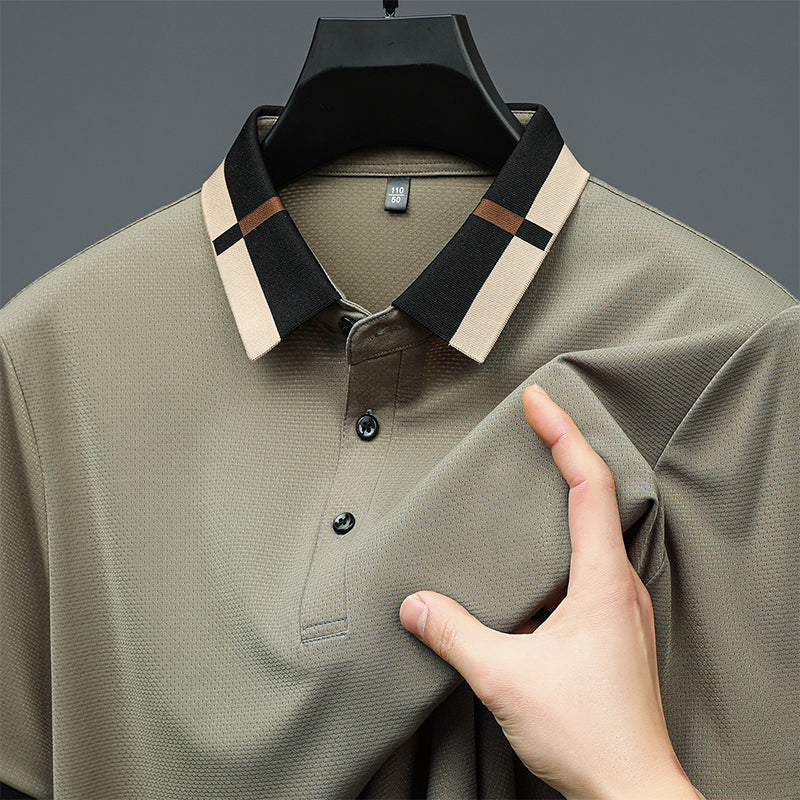 Polo de manga corta y tejido elástico de seda