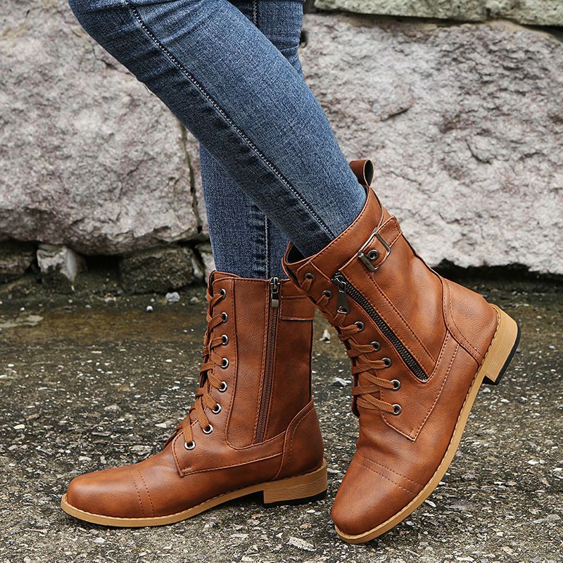 Botas ortopédicas de cuero con cremallera lateral