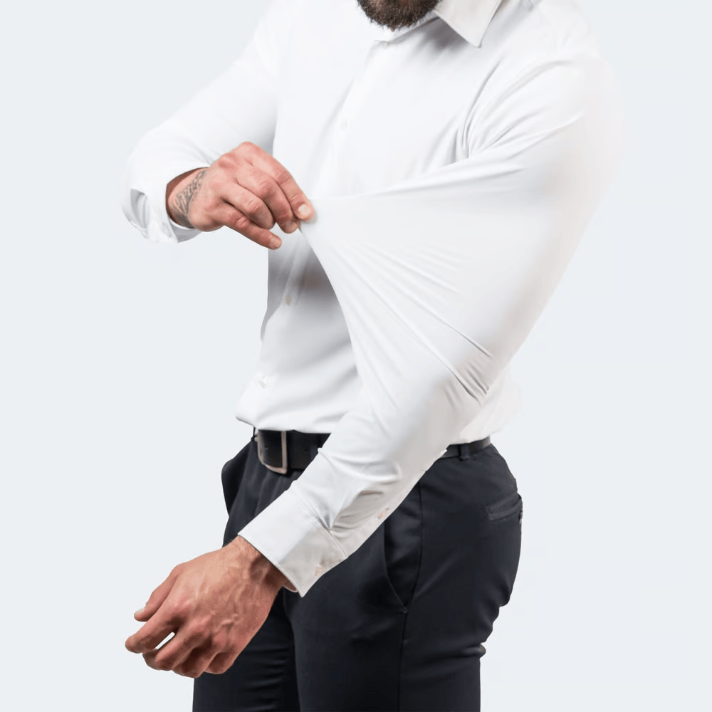 Camisa elástica antiarrugas que no necesita planchado