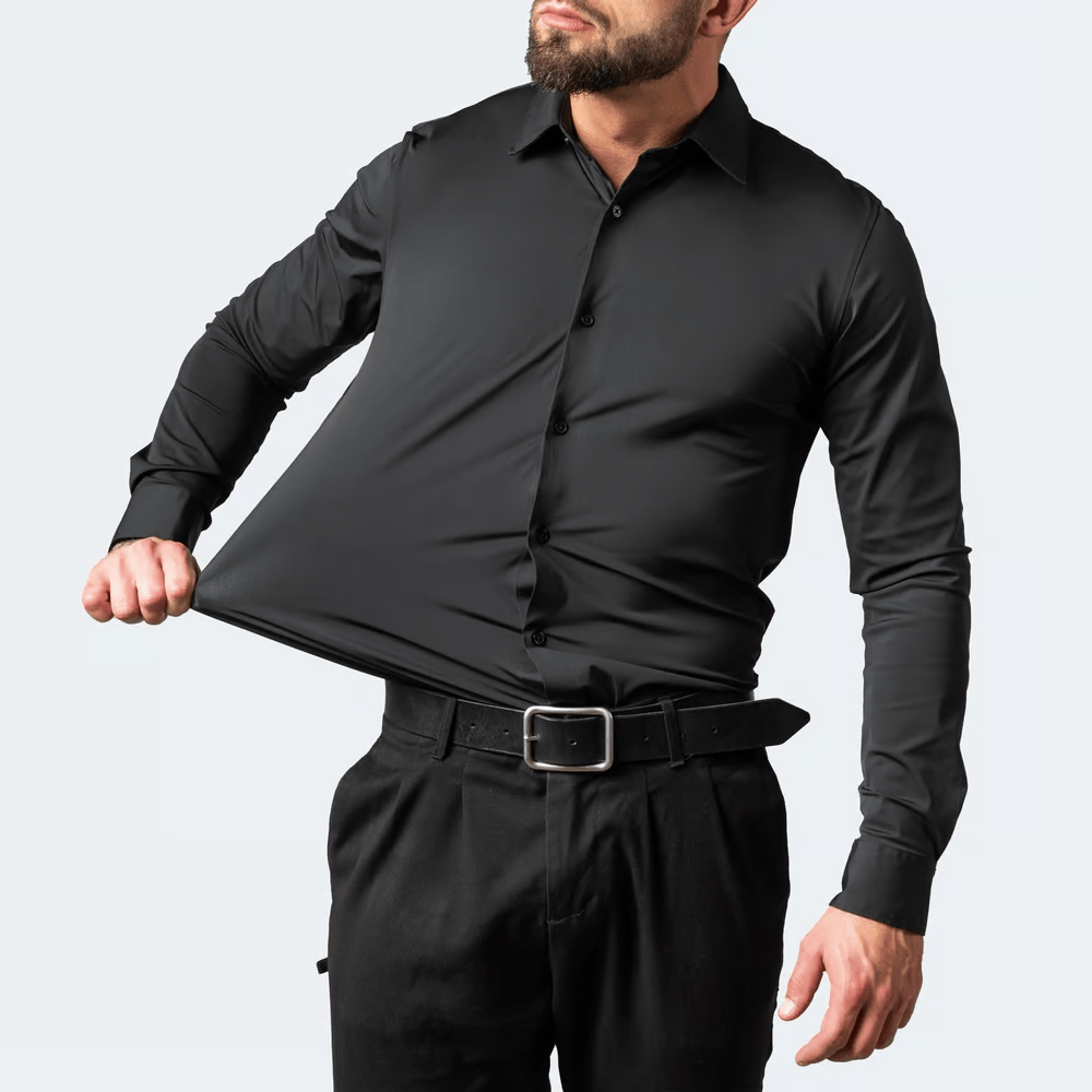 Camisa elástica antiarrugas que no necesita planchado