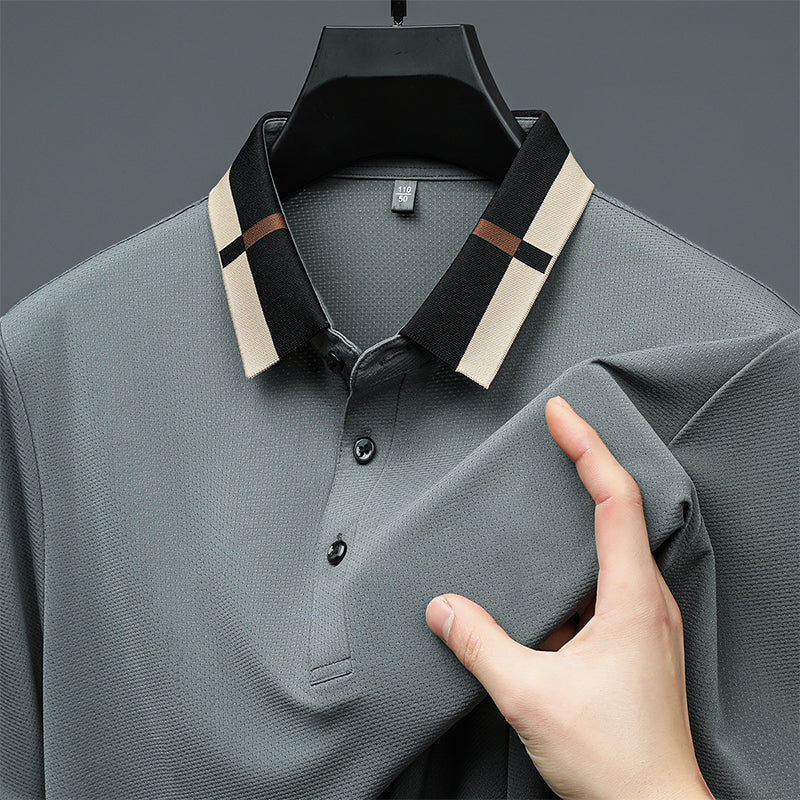 Polo de manga corta y tejido elástico de seda
